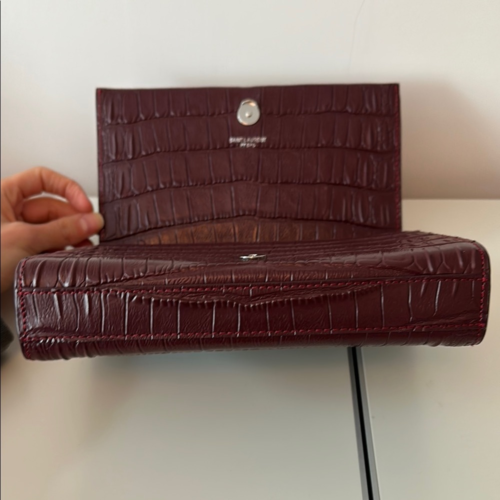 Yves Saint Laurent Burgundy Croc-Embossed Chain Bag YSL - MOVING SALE! - Picture 7 of 7